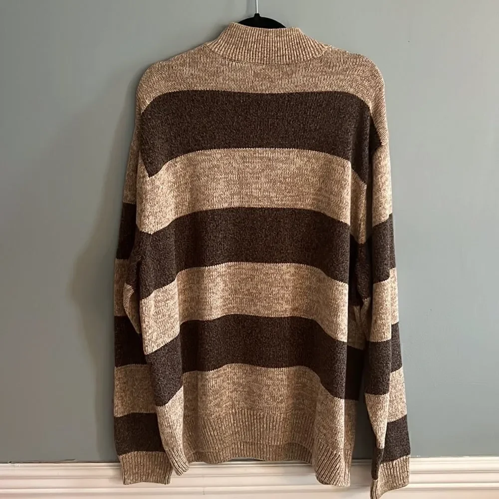 Men’s 2XL XXL Grandpa core half zip thick chunky striped sweater